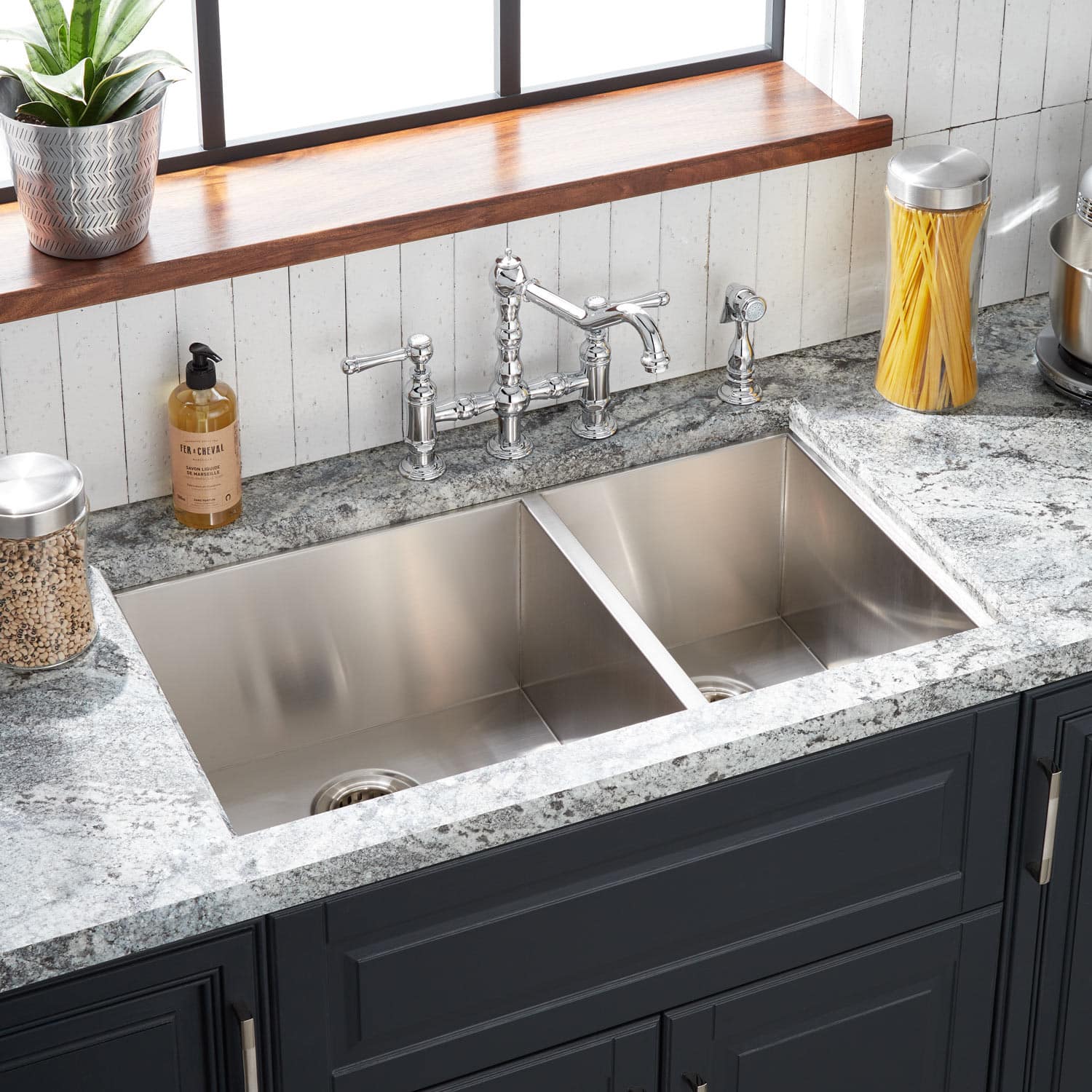 Offset Double-Bowl Sink
